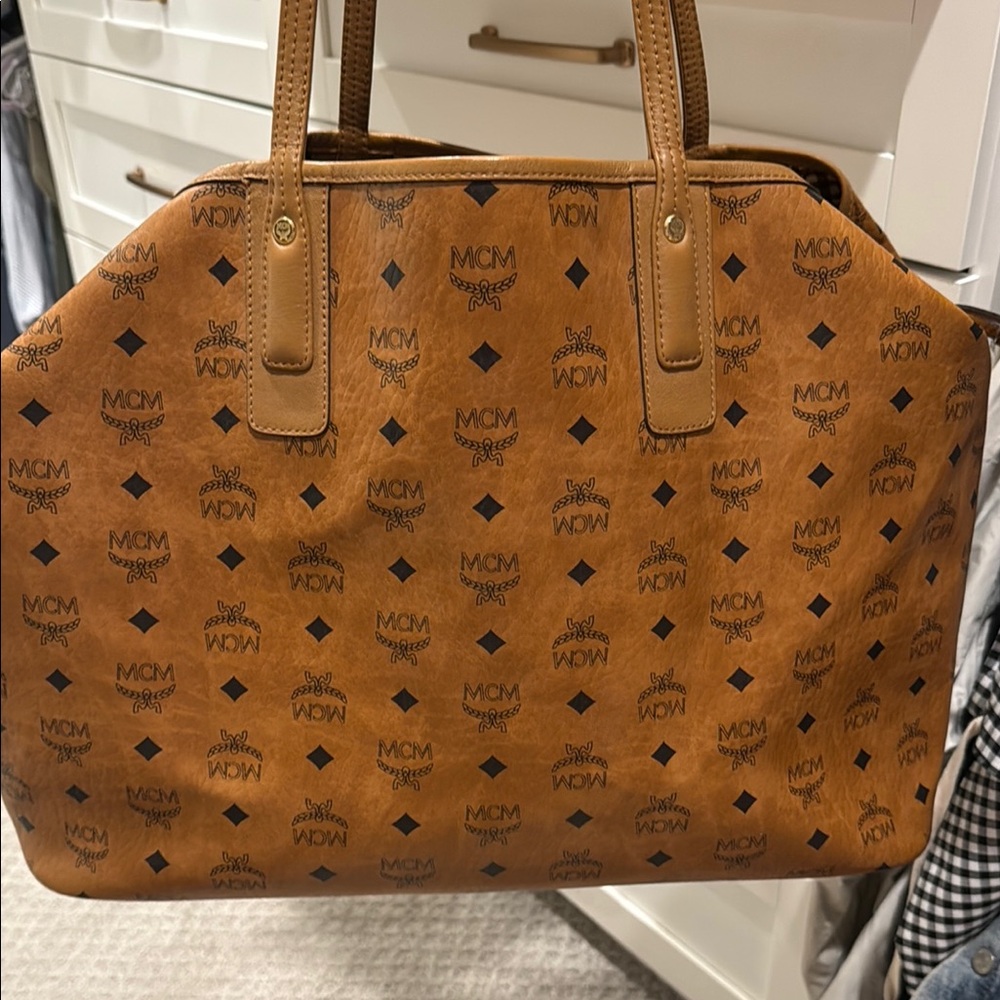 MCM Cognac Monogram Tote - Picture 4 of 9